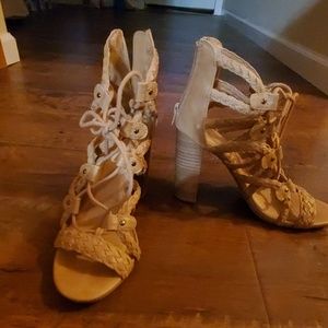 Merona strappy taupe heels